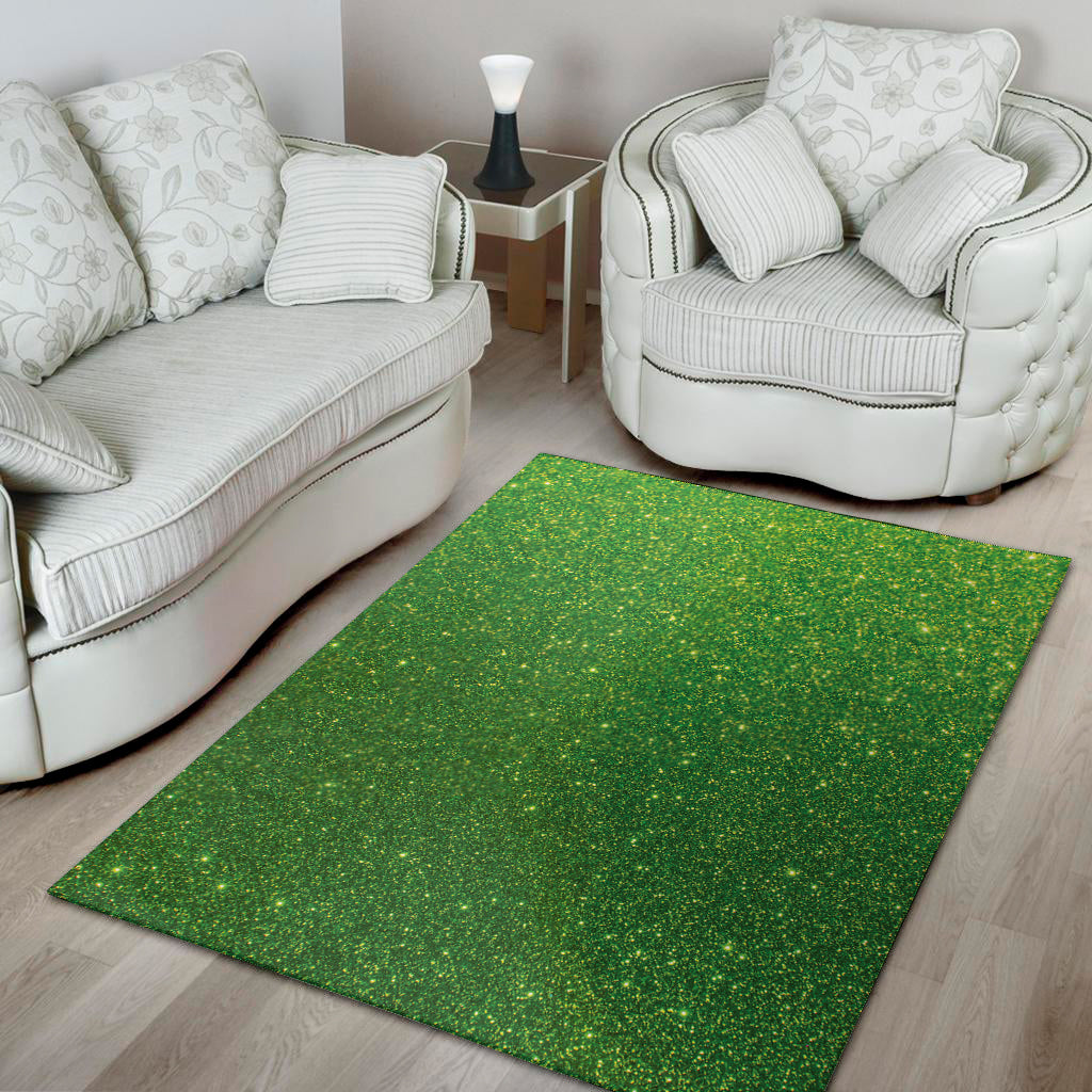 Shamrock Green Glitter Texture Print Area Rug