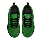 Shamrock Green Glitter Texture Print Black Sneakers