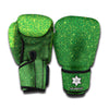 Shamrock Green Glitter Texture Print Boxing Gloves