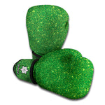 Shamrock Green Glitter Texture Print Boxing Gloves