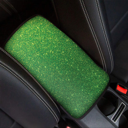 Shamrock Green Glitter Texture Print Car Center Console Cover