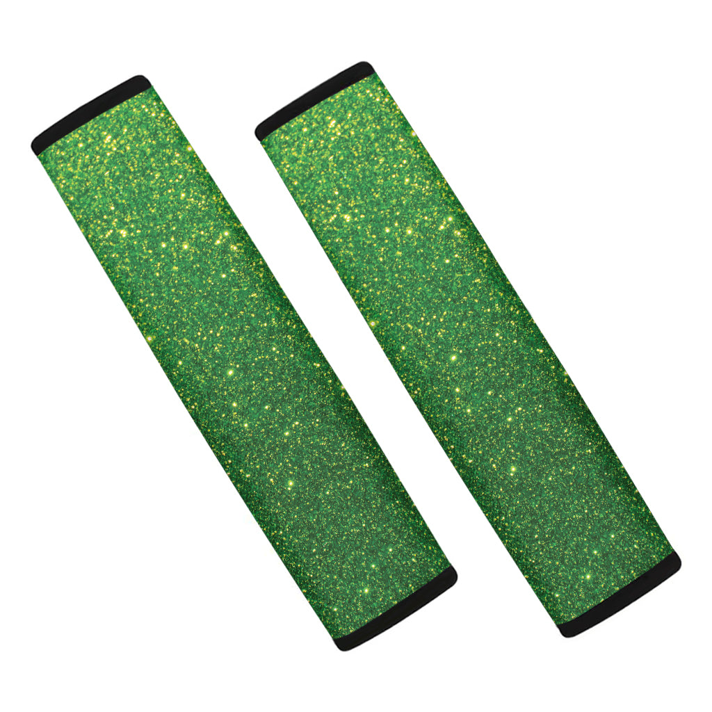 Shamrock Green Glitter Texture Print Car Seat Belt Covers