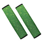 Shamrock Green Glitter Texture Print Car Seat Belt Covers