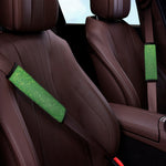 Shamrock Green Glitter Texture Print Car Seat Belt Covers