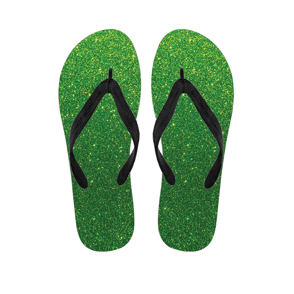 Shamrock Green Glitter Texture Print Flip Flops