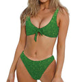 Shamrock Green (NOT Real) Glitter Print Front Bow Tie Bikini