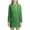 Shamrock Green Glitter Texture Print Hoodie Dress
