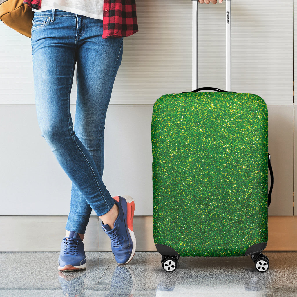 Shamrock Green Glitter Texture Print Luggage Cover