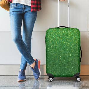 Shamrock Green Glitter Texture Print Luggage Cover