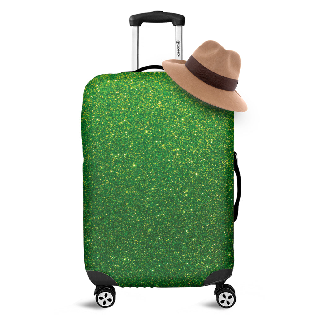 Shamrock Green Glitter Texture Print Luggage Cover