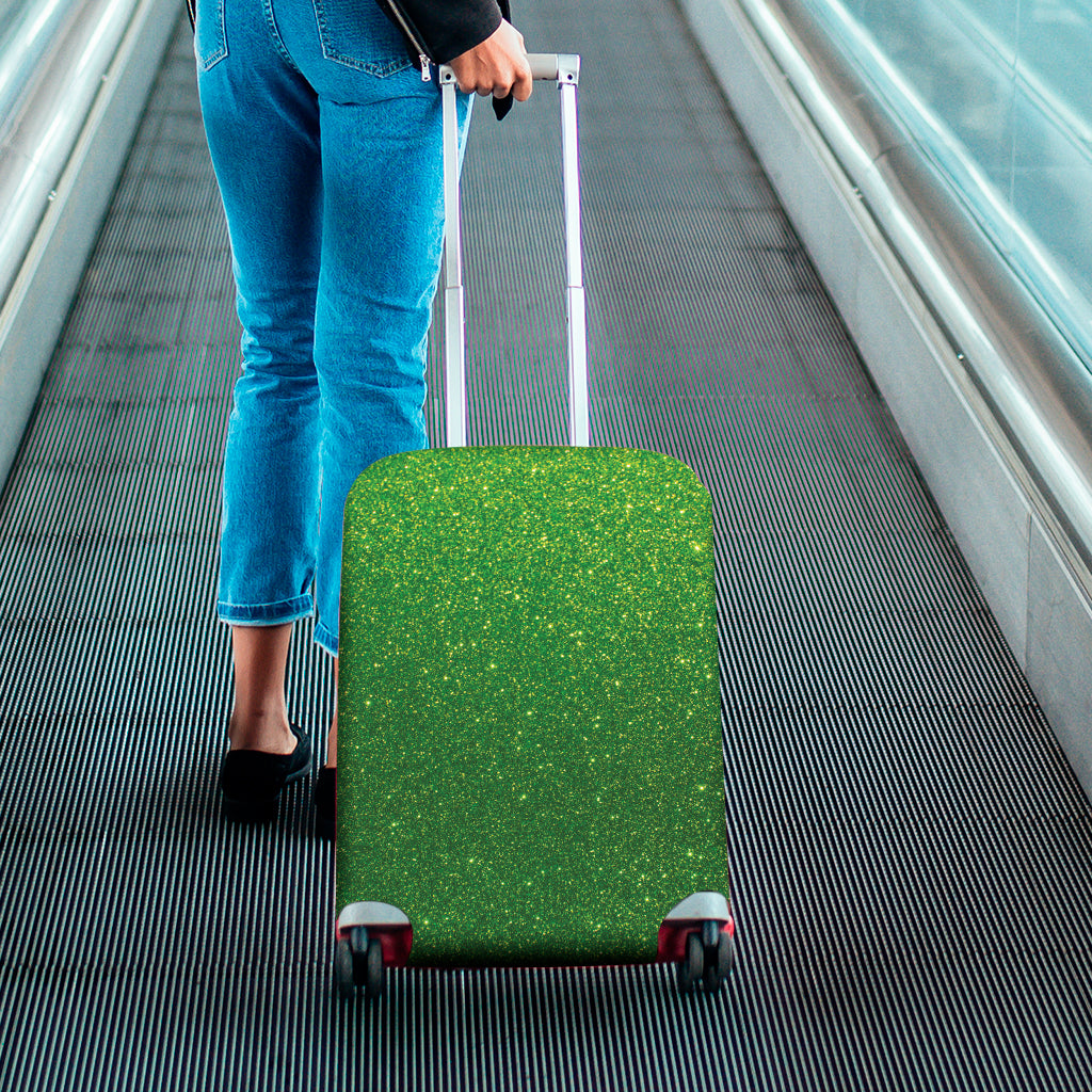 Shamrock Green Glitter Texture Print Luggage Cover