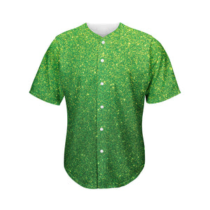 Shamrock Green Glitter Texture Print Men's Baseball Jersey