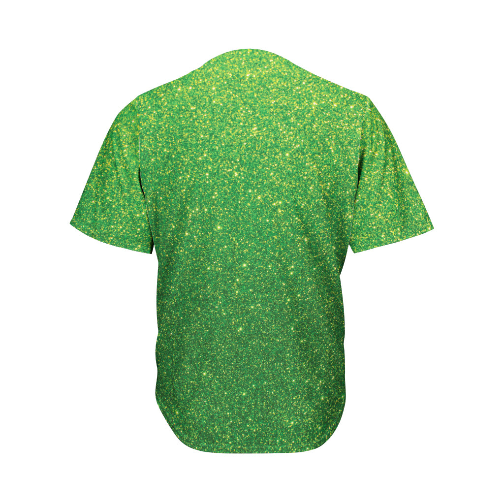 Shamrock Green Glitter Texture Print Men's Baseball Jersey