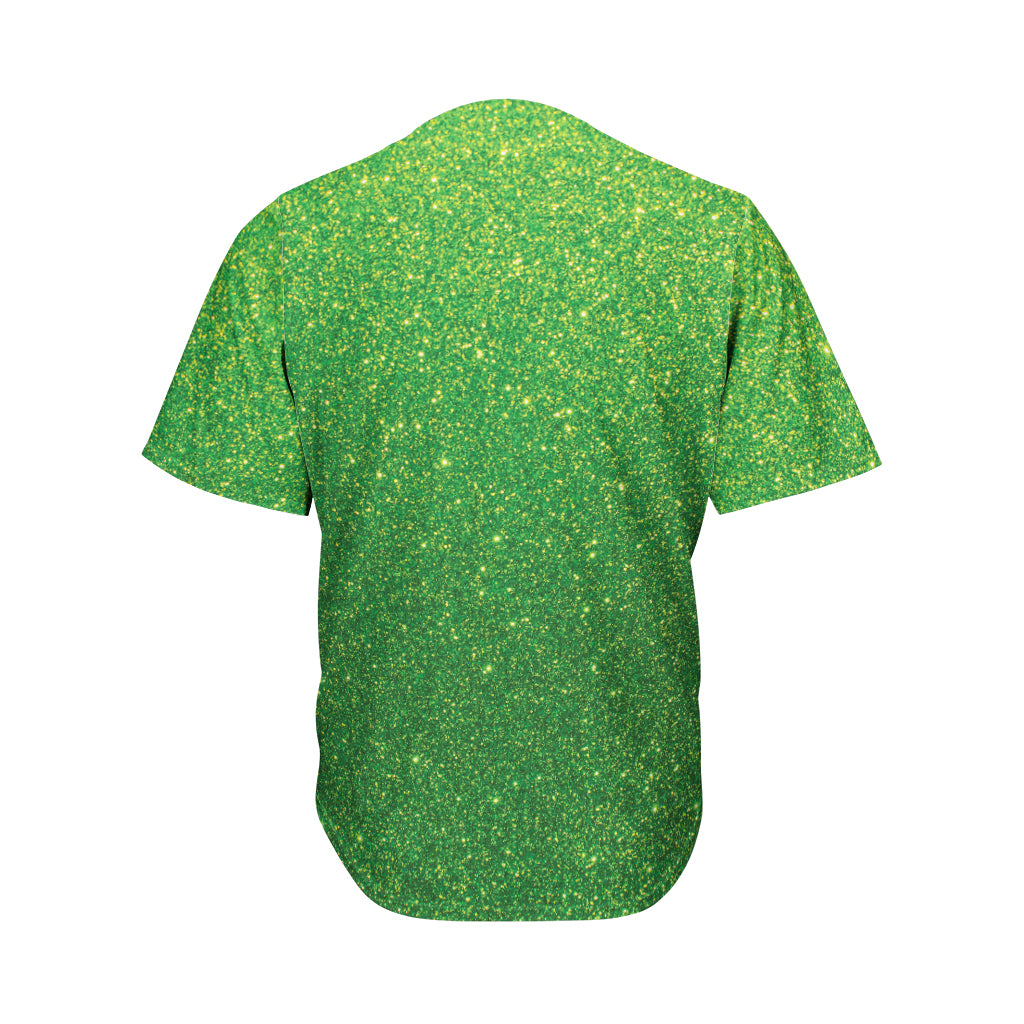 Shamrock Green Glitter Texture Print Men's Baseball Jersey