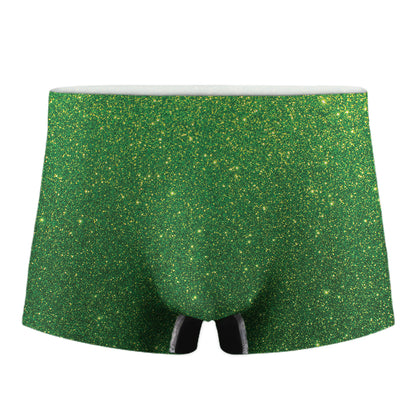 Shamrock Green Glitter Texture Print Men's Boxer Briefs