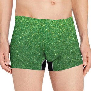 Shamrock Green Glitter Texture Print Men's Boxer Briefs