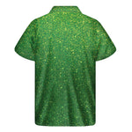 Shamrock Green Glitter Texture Print Men's Short Sleeve Shirt