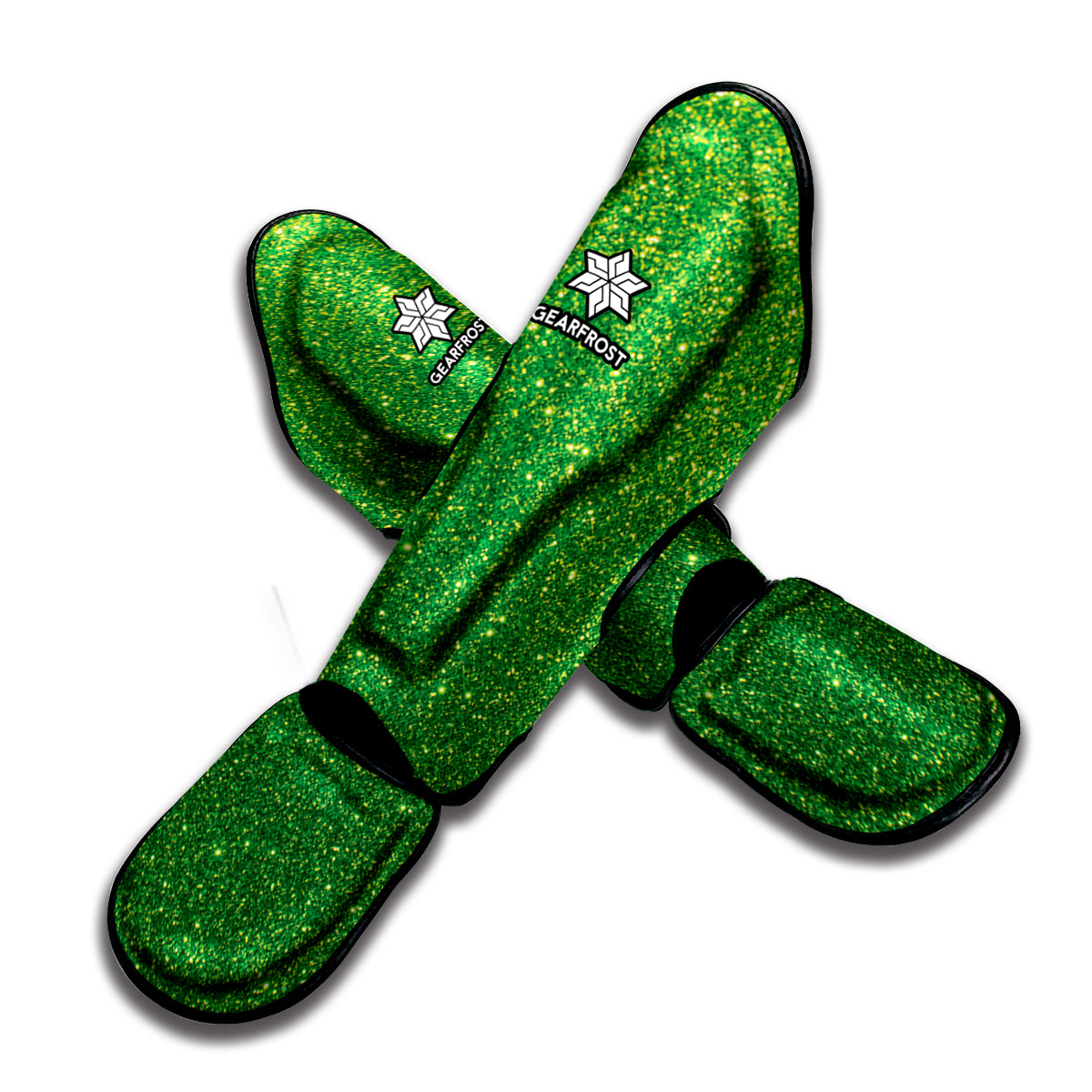 Shamrock Green Glitter Texture Print Muay Thai Shin Guard