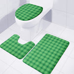 Shamrock Green Plaid Pattern Print 3 Piece Bath Mat Set