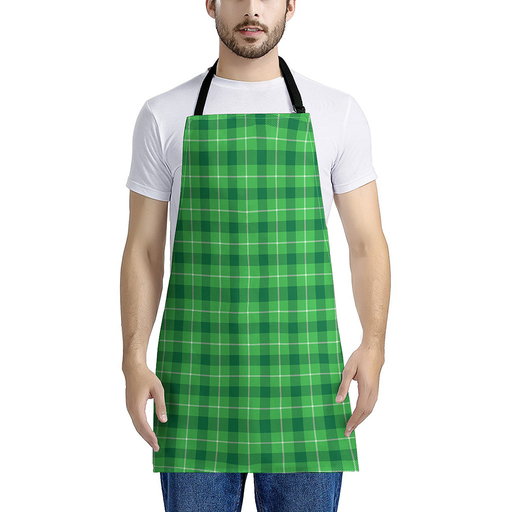 Shamrock Green Plaid Pattern Print Apron