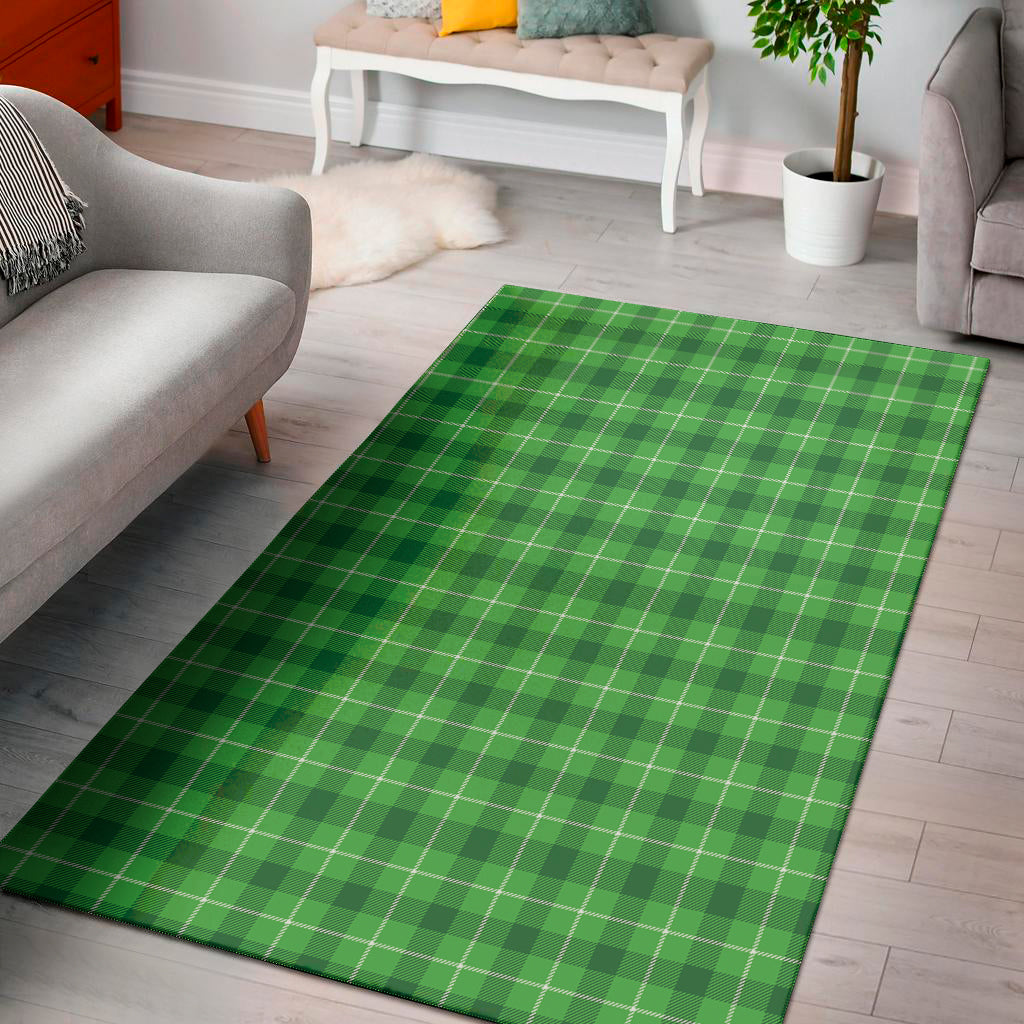 Shamrock Green Plaid Pattern Print Area Rug
