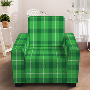 Shamrock Green Plaid Pattern Print Armchair Slipcover