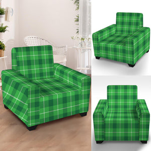 Shamrock Green Plaid Pattern Print Armchair Slipcover