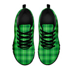Shamrock Green Plaid Pattern Print Black Sneakers