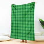 Shamrock Green Plaid Pattern Print Blanket