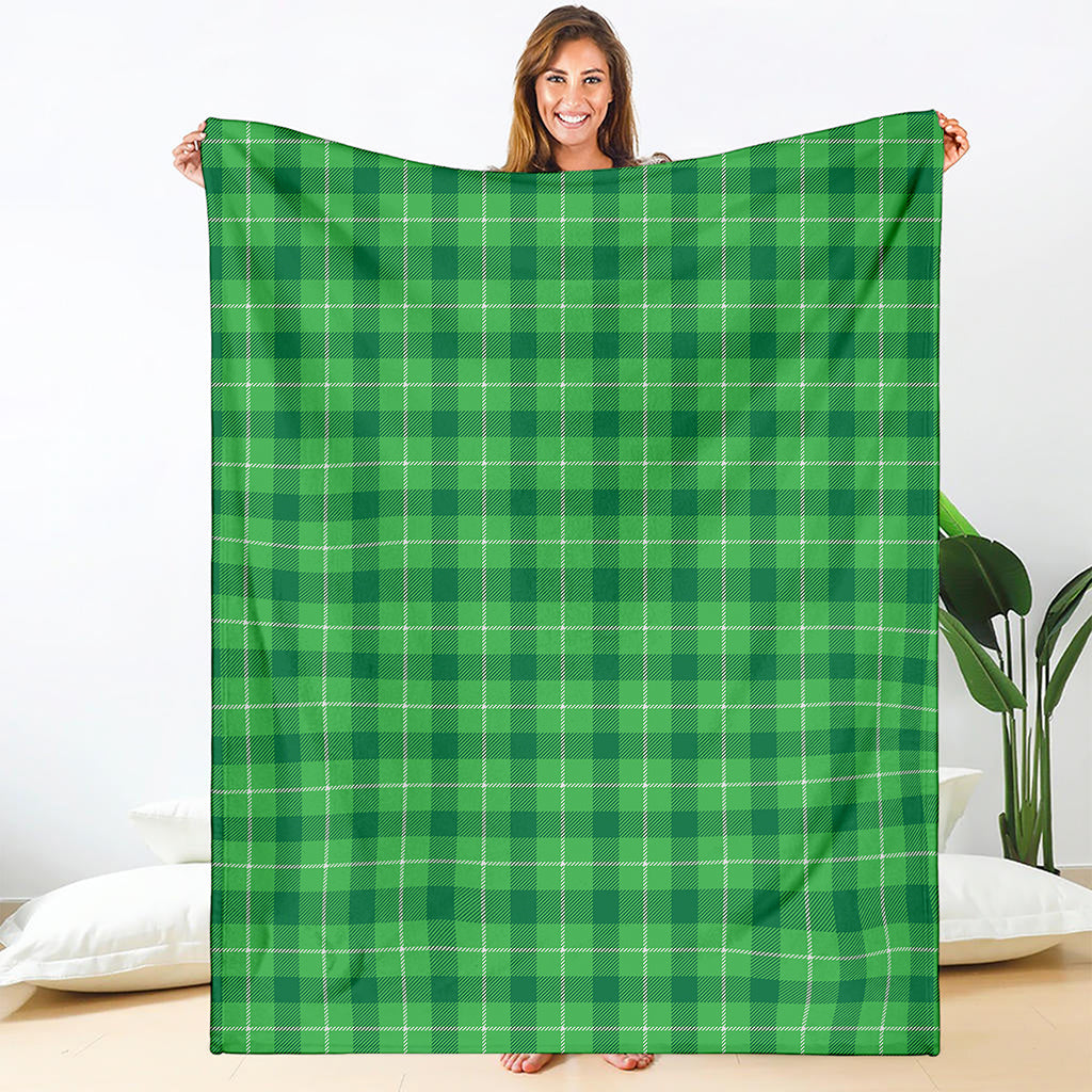 Shamrock Green Plaid Pattern Print Blanket