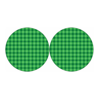 Shamrock Green Plaid Pattern Print Car Coasters
