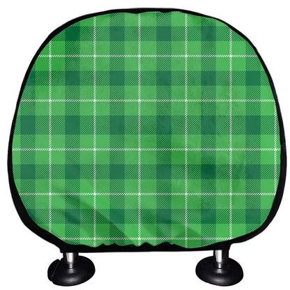Shamrock Green Plaid Pattern Print Car Headrest Covers