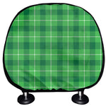 Shamrock Green Plaid Pattern Print Car Headrest Covers
