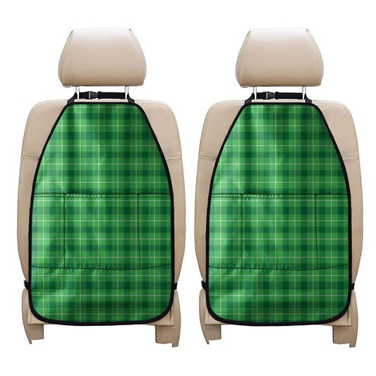 Shamrock Green Plaid Pattern Print Car Seat Organizers