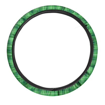 Shamrock Green Plaid Pattern Print Car Steering Wheel Cover