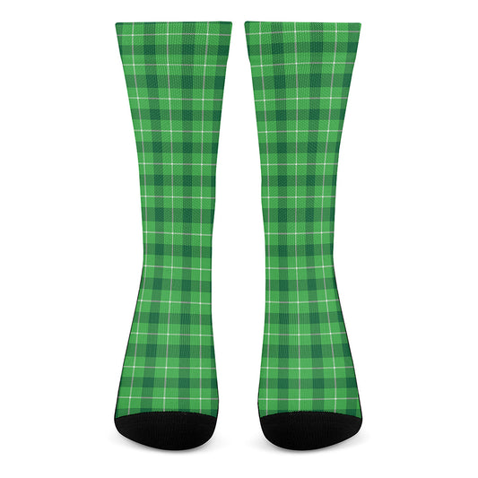 Shamrock Green Plaid Pattern Print Crew Socks
