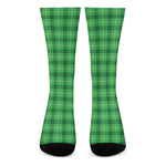 Shamrock Green Plaid Pattern Print Crew Socks
