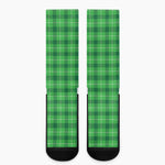 Shamrock Green Plaid Pattern Print Crew Socks