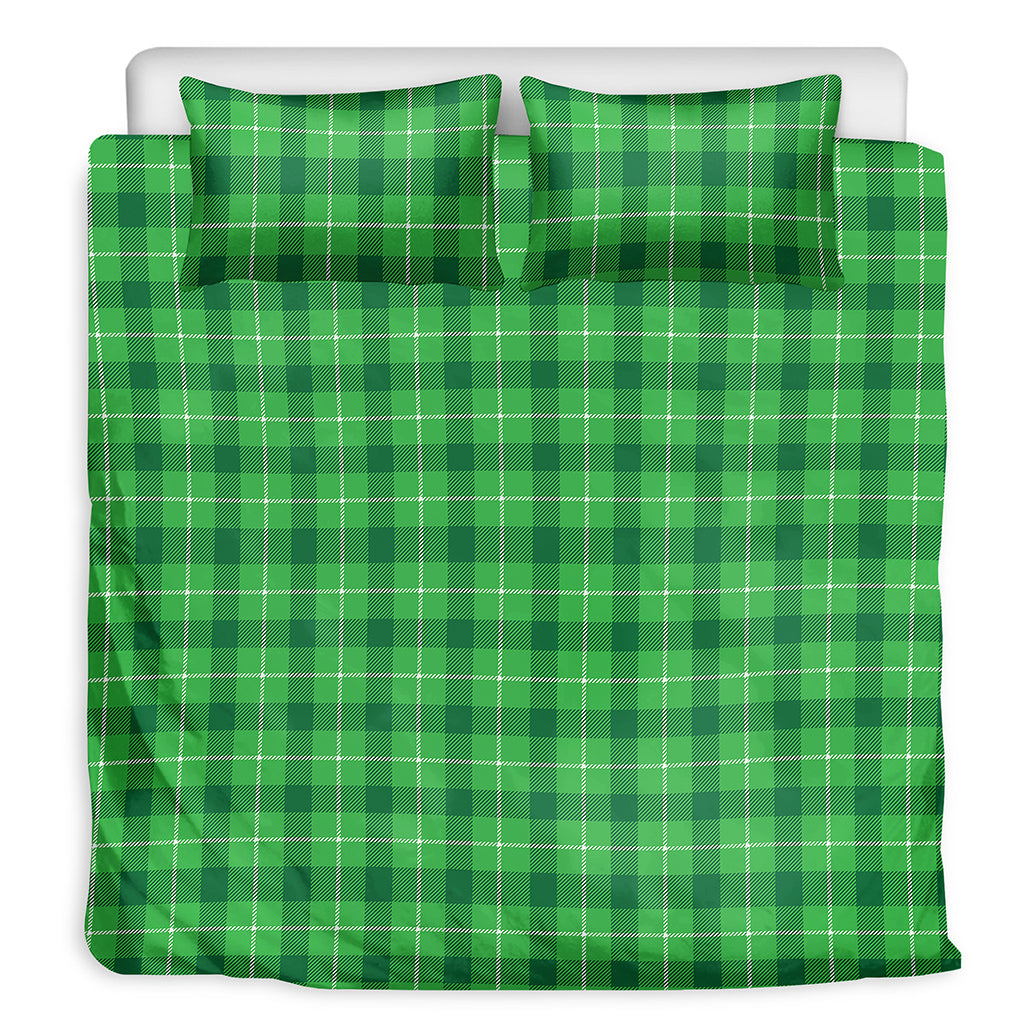 Shamrock Green Plaid Pattern Print Duvet Cover Bedding Set