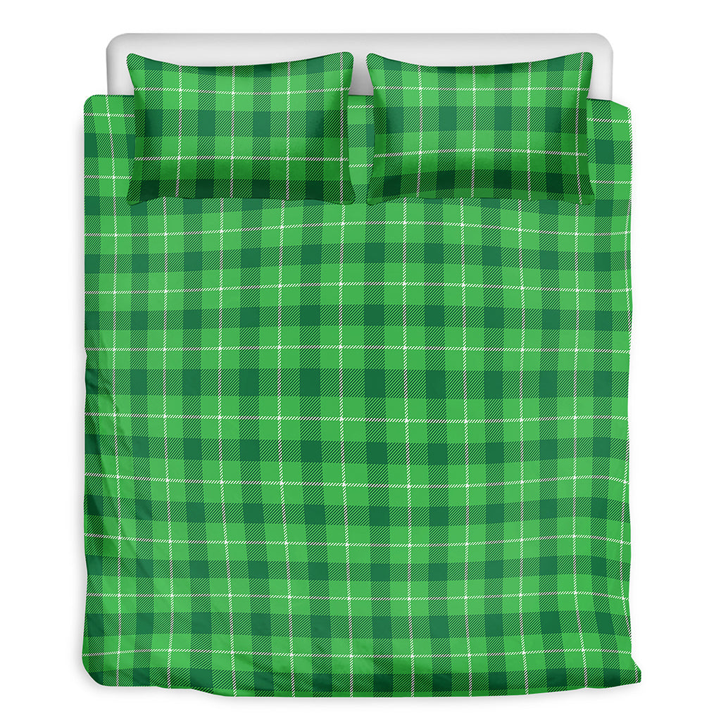 Shamrock Green Plaid Pattern Print Duvet Cover Bedding Set