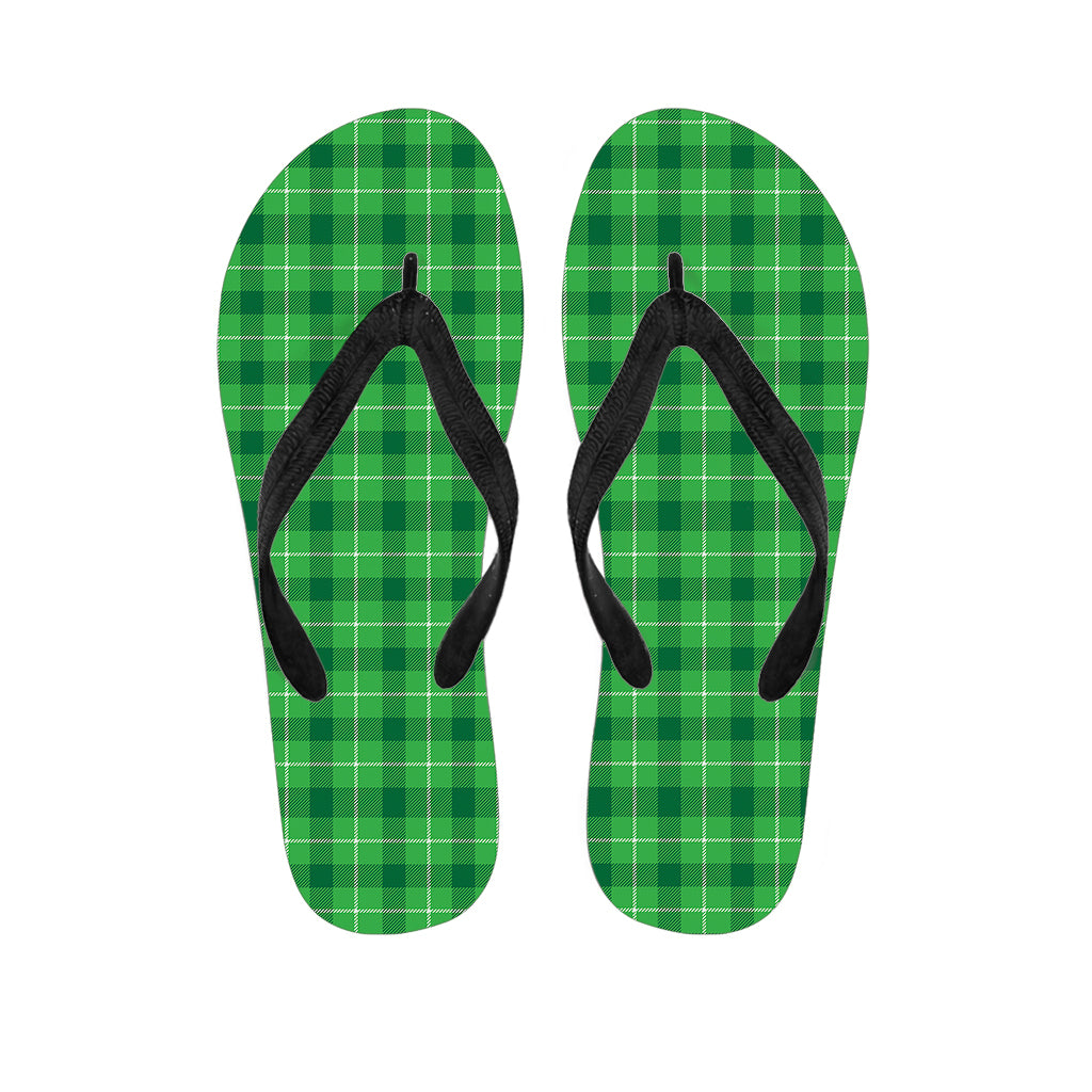 Shamrock Green Plaid Pattern Print Flip Flops