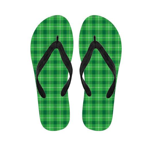 Shamrock Green Plaid Pattern Print Flip Flops