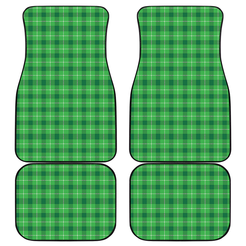 Shamrock Green Plaid Pattern Print Front and Back Car Floor Mats