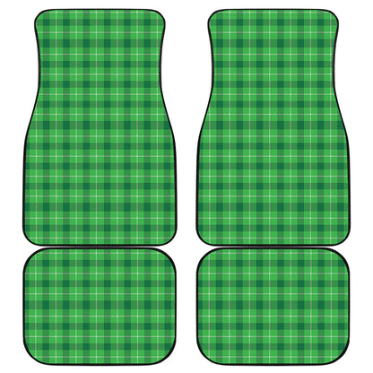 Shamrock Green Plaid Pattern Print Front and Back Car Floor Mats