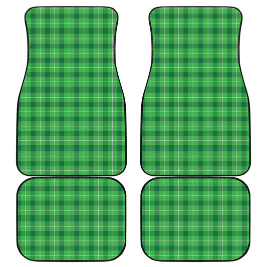 Shamrock Green Plaid Pattern Print Front and Back Car Floor Mats