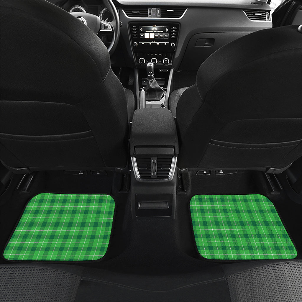 Shamrock Green Plaid Pattern Print Front and Back Car Floor Mats