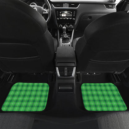 Shamrock Green Plaid Pattern Print Front and Back Car Floor Mats