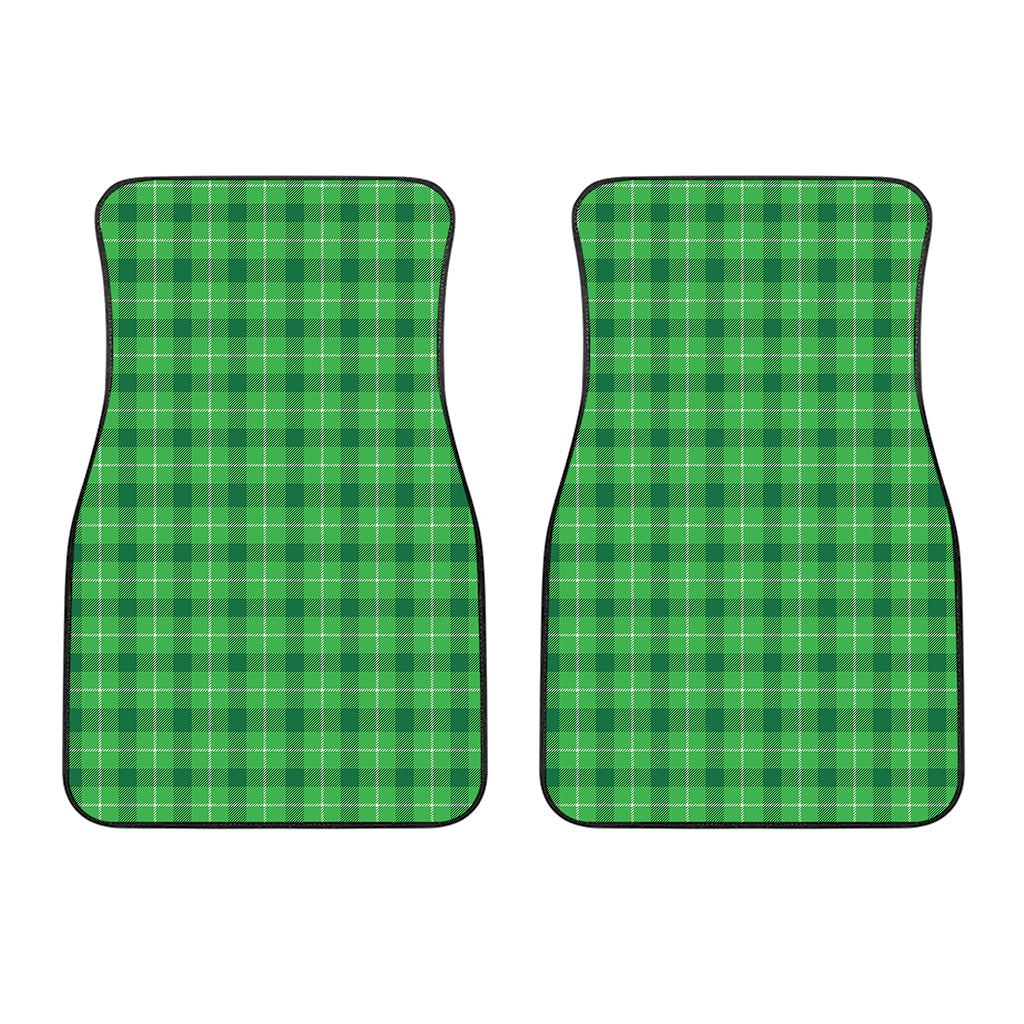 Shamrock Green Plaid Pattern Print Front Car Floor Mats
