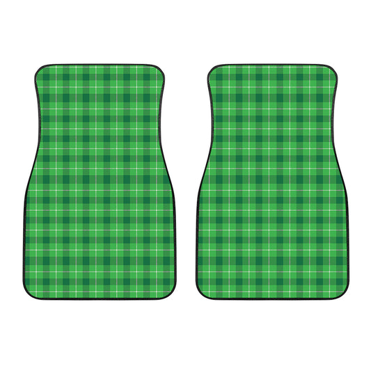 Shamrock Green Plaid Pattern Print Front Car Floor Mats