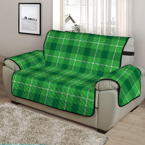 Shamrock Green Plaid Pattern Print Half Sofa Protector